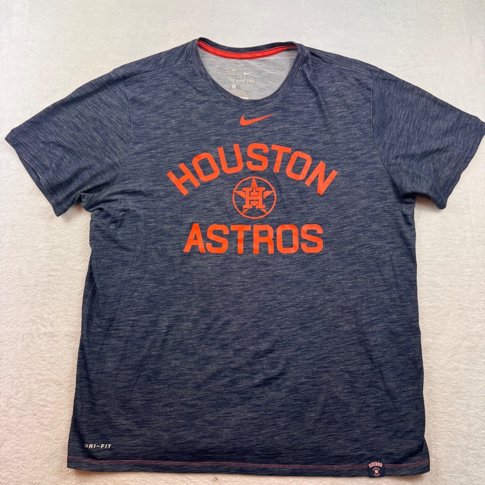 Nike Houston Astros MLB Dri-FIT Shirt Mens XL Navy Blue Heather Athletic T-Shirt